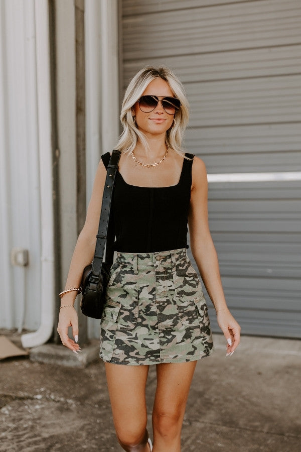 Downtown Diva Ribbed Top in Black