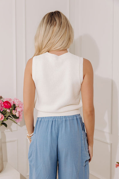 Tailgate Favorite Embellished Knit Vest Top