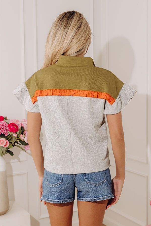 Park Avenue Chic Quarter Zip Color Block Top