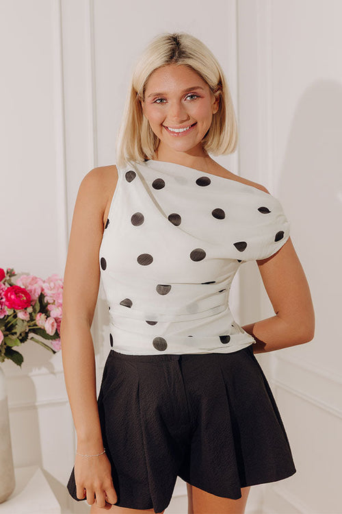 Champagne Toast Asymmetrical Ruched Top
