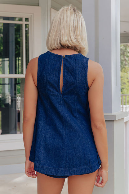 Denim Daydream A-Line Top in Dark Wash
