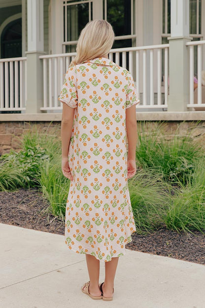 Marigold Fields Stripe Button Down Midi Dress