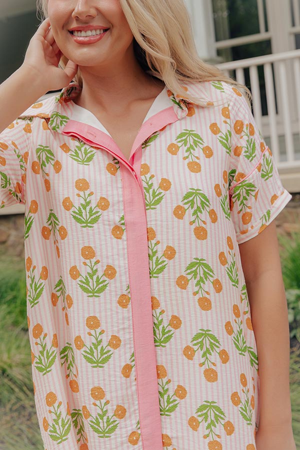 Marigold Fields Stripe Button Down Midi Dress