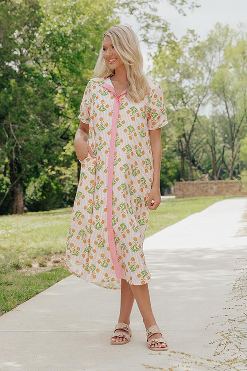 Marigold Fields Stripe Button Down Midi Dress