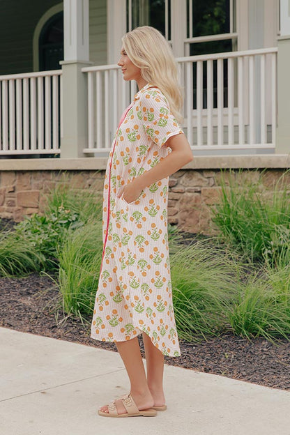 Marigold Fields Stripe Button Down Midi Dress