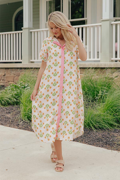 Marigold Fields Stripe Button Down Midi Dress